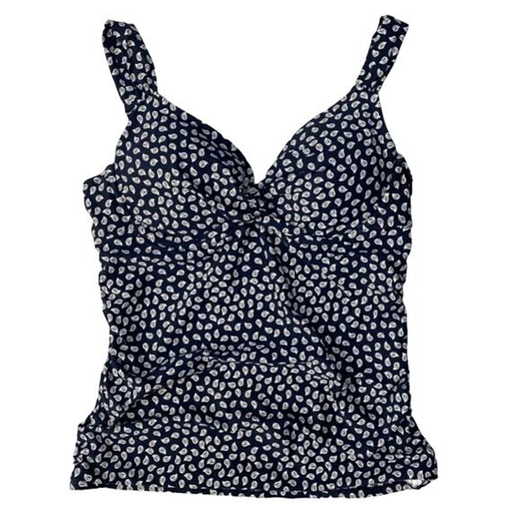 Anne Cole Printed Underwire Swim Tankini Top Navy Blue Small 34D / 32DD NEW - Picture 2 of 4